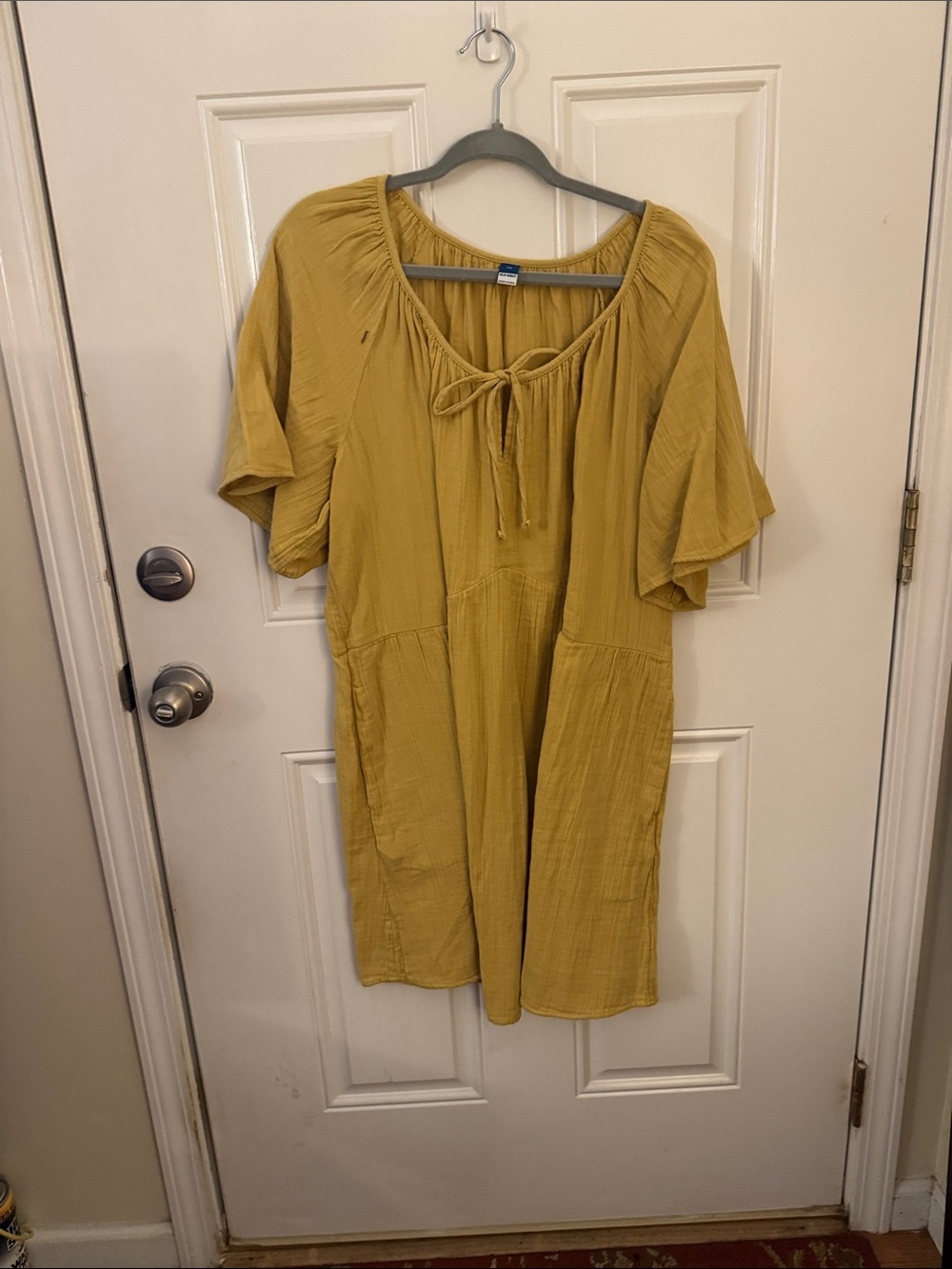 Old Navy Mustard Yellow Peasant Tie-Front Tunic